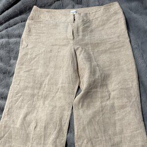 Chico's 100% Linen Wide Leg Khaki Pants - Size 2.5 Reg